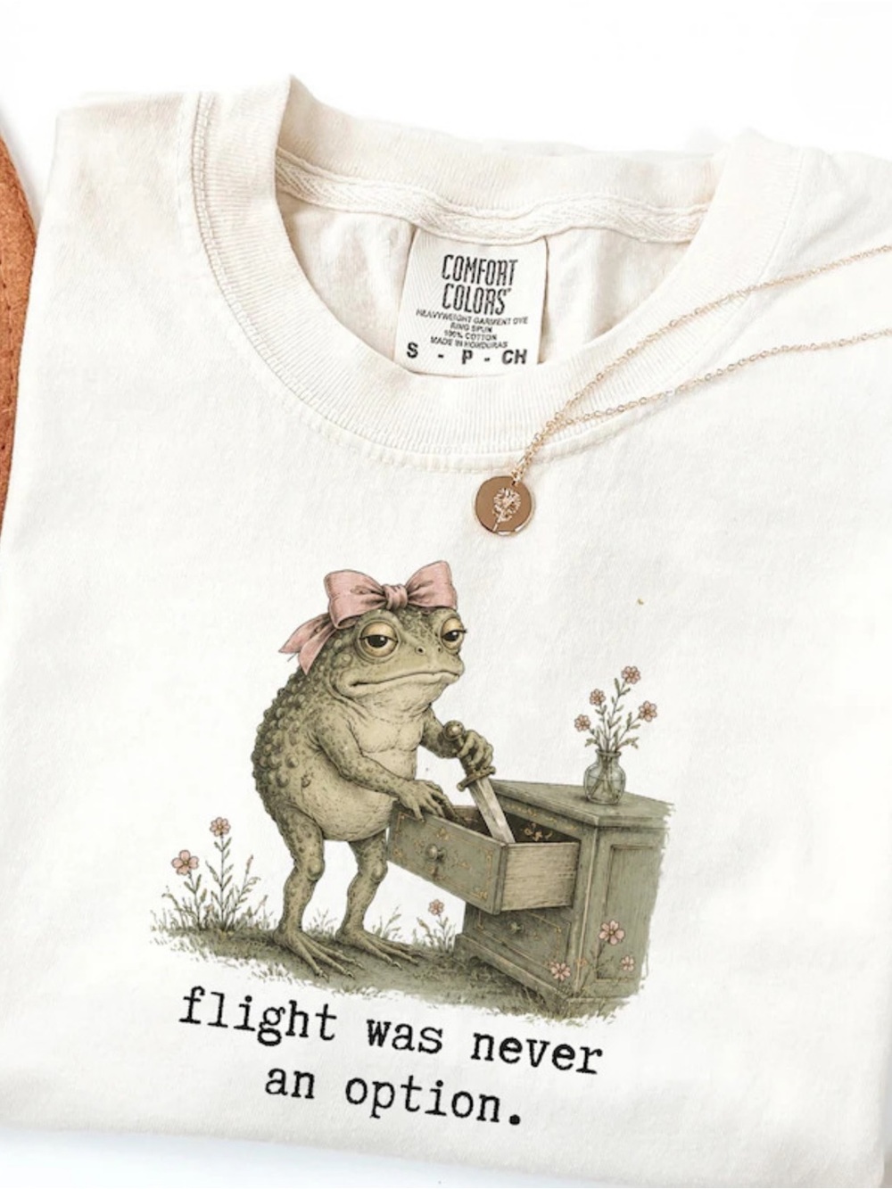 Comfort Colors White Graphic Tee with Frog Illustration